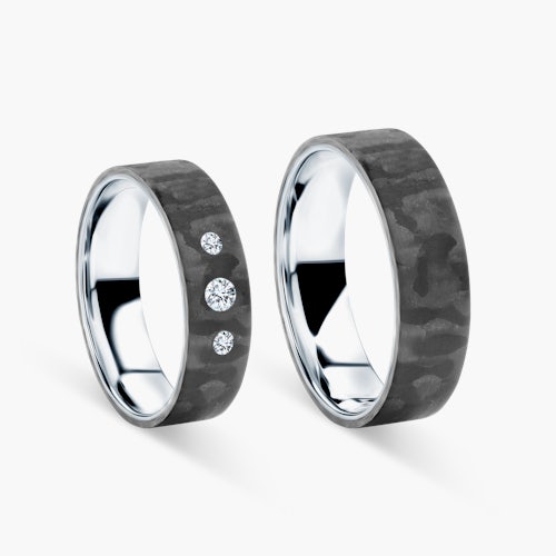 Obrączki ślubne: carbon, tytan, płaskie, 5 mm i 6 mm